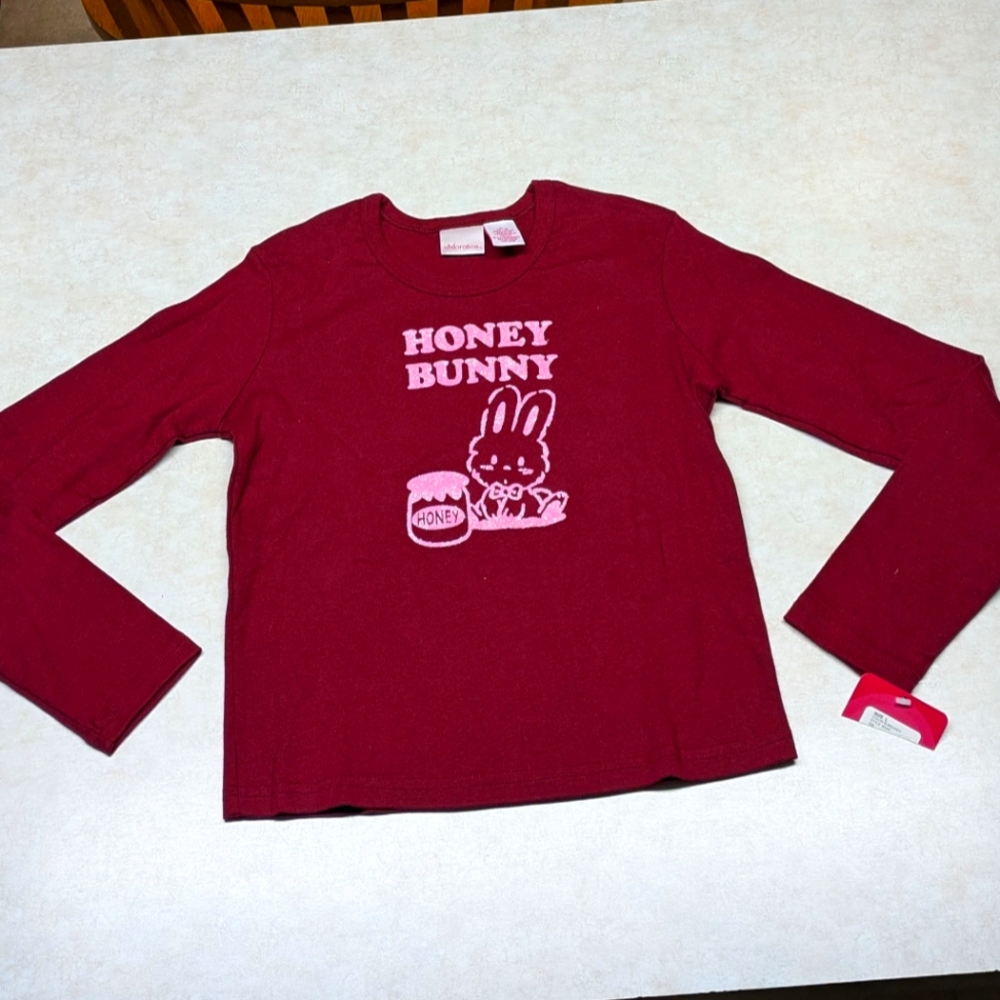 Honey Bunny kids LongSleeve Shirt -burgandy , NWT